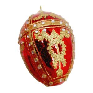 Joan Rivers Russian Faberge Inspired Egg Ornament Red Gold 2015